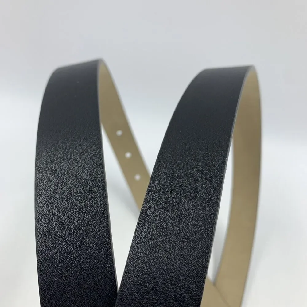 Ava & Viv Womens 3X Belt Black Faux Leather Round Translucent Buckle Classic NEW